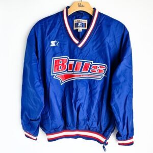 Vtg Starter Classic Team NFL Collection Buffalo Bills Pullover Jacket L Blue
